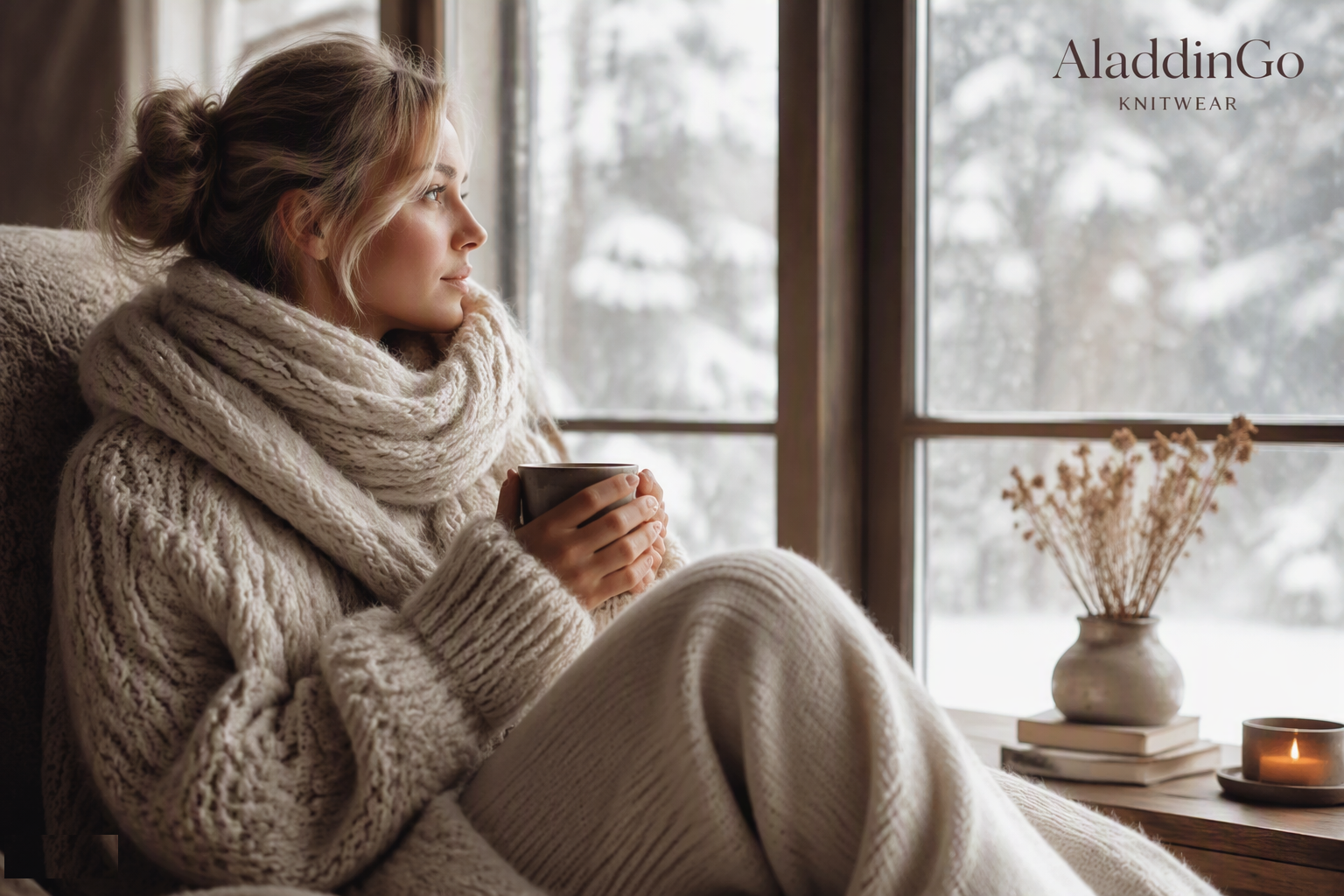 Cream knitwear by the window - AladdinGo Knitwear